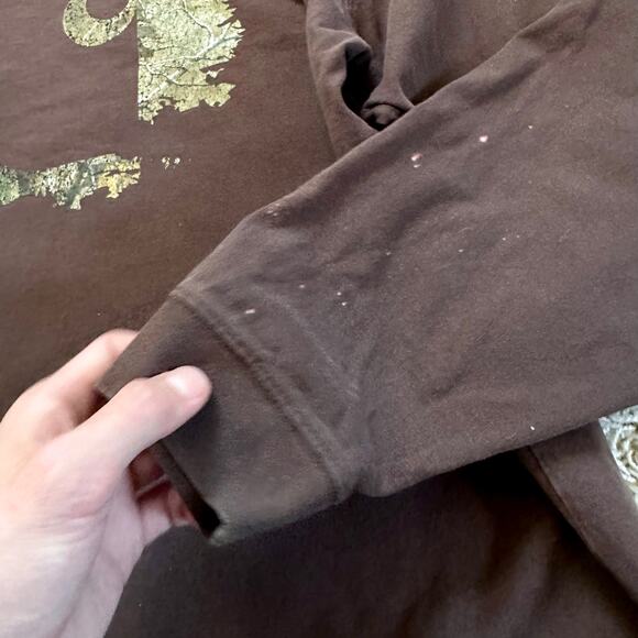 Vintage Brown Carhartt Long Sleeve Big Logo Faded Work Original Fit Men’s XL - Picture 10 of 13